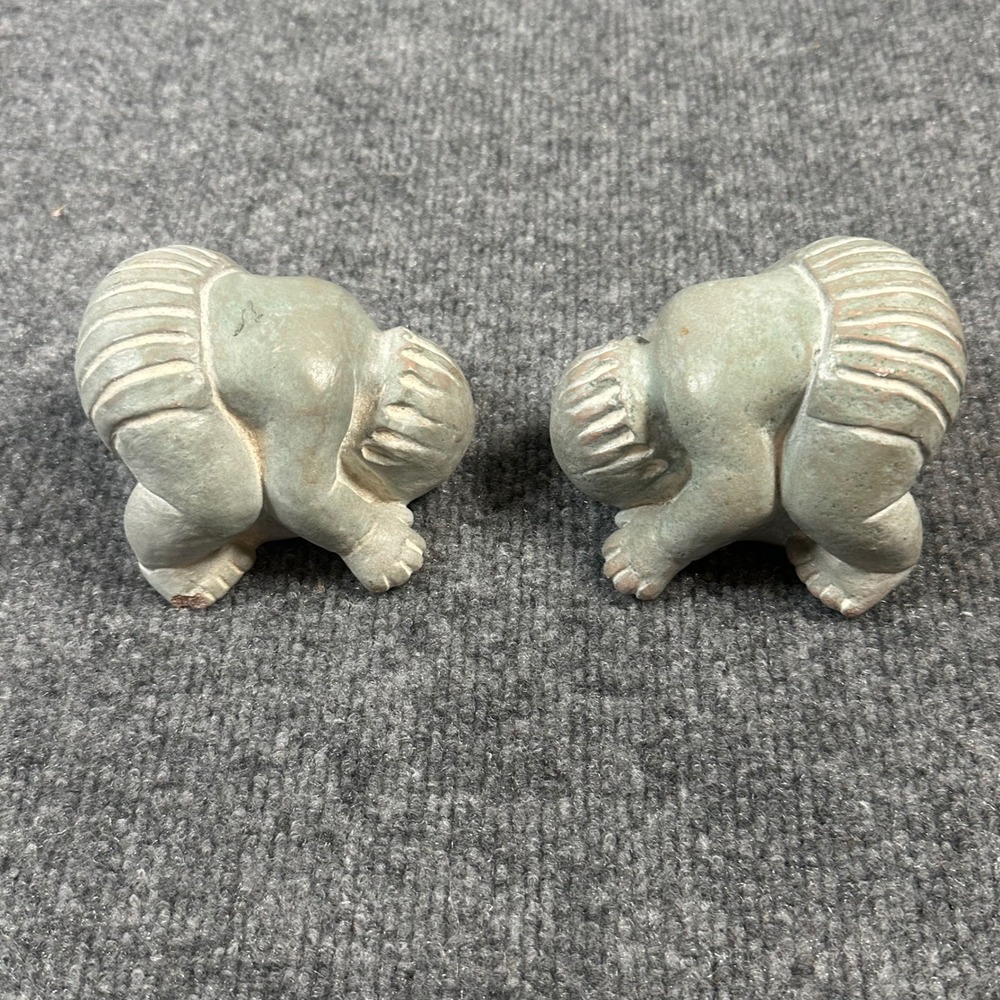 Isabel Bloom Concrete Sculptures Pair Signed Green Stone Figures Art‎ Pottery